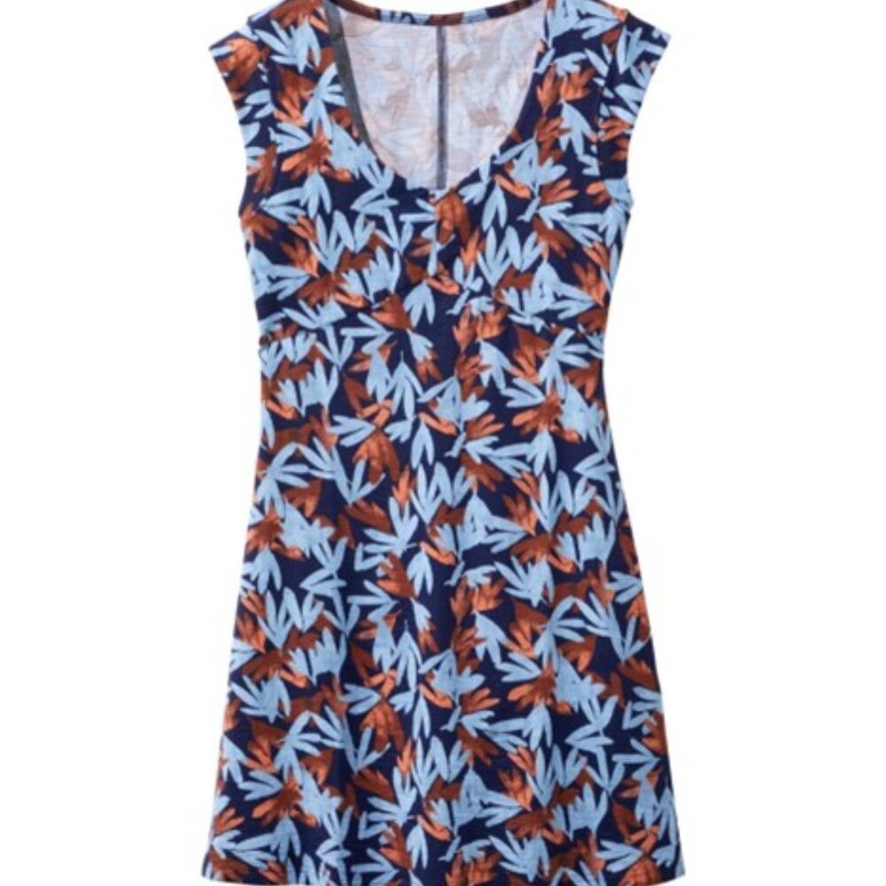 L.L. Bean Beech Point Dress Navy/Light Blue/Rust XSP, NWT